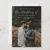 Moderne Script Simpele QR-code Foto Huwelijk  Kaart (Voorkant)