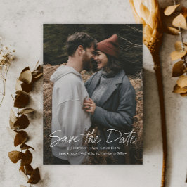 Moderne Script Simpele Trouwfoto Save The Date Magnetische Uitnodiging