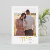 Moderne Script Simple Foto Folie Kerstkaart Folie Feestdagenkaart (Staand Voorkant)