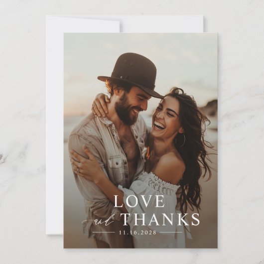 Moderne script Simple Wedding Photo Bedankkaart (Voorkant)