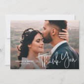 Moderne script Simple Wedding Photo Bedankkaart (Voorkant)