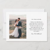 Moderne script Simple Wedding Photo Bedankkaart (Achterkant)