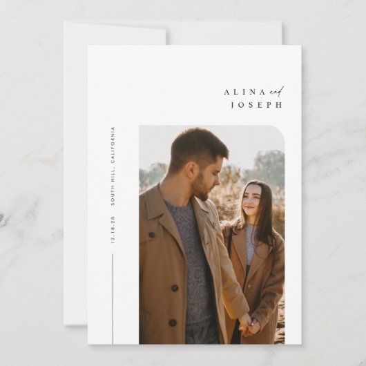 Moderne script Simple Wedding Photo Kaart (Voorkant)