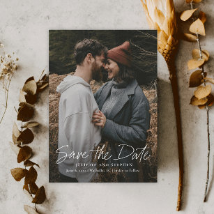 Moderne script Simple Wedding Photo Save The Date