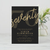 Moderne Script Sixty Black Gold 70ste Verjaardagsf Kaart (Staand voorkant)