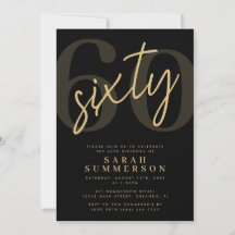 Moderne Script Sixty Zwart Goud 60ste Verjaardagsf