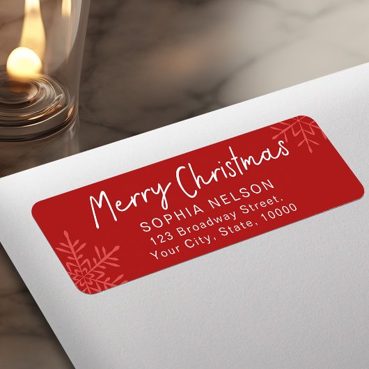 Moderne Script Sneeuwvlokken Kerst Retouradres Etiket