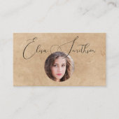 Moderne script sociaal media QR-code Voeg uw foto  Visitekaartje (Voorkant)