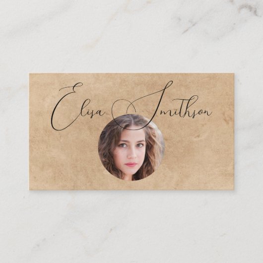 Moderne script sociaal media QR-code Voeg uw foto  Visitekaartje (Voorkant)