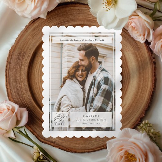 Moderne Script Stempel Trouwfoto Tweezijdig Save The Date