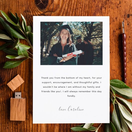 Moderne Script Stijlvolle Afstudeer Dankkaart Kaart