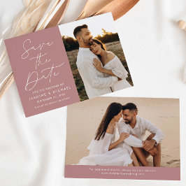 Moderne Script Stof Roze 2 Foto Save The Date