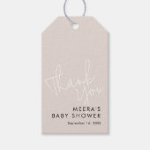 Moderne Script Stof Roze Bedankt Baby Shower Cadeaulabel (Voorkant)