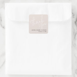 Moderne Script Stof Roze Bedankt Baby Shower Vierkante Sticker