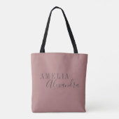Moderne Script Stof Roze Grijs Aangepast Boho Chic Tote Bag (Achterkant)