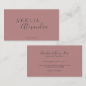 Moderne Script Stof Roze Grijs Aangepast Boho Chic Visitekaartje (Voorkant / Achterkant)