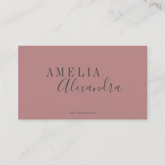 Moderne Script Stof Roze Grijs Aangepast Boho Chic Visitekaartje (Voorkant)