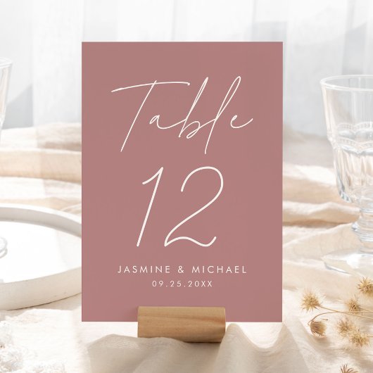 Moderne Script Stof Roze Huwelijk Tafel Nummerkaar