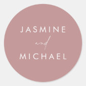 Moderne Script Stof Roze Huwelijksenvelop Afdichti Ronde Sticker (Voorkant)