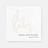 Moderne Script Stof Roze Oh Baby Shower Servet (Voorkant)