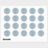Moderne Script Stofblauw Dank Je Wel Trouw Bruilof Ronde Sticker (Vel)