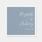 Moderne Script Stofblauw Huwelijk Servet (Voorkant)