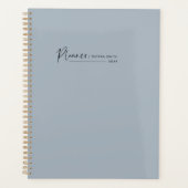 Moderne Script Stofblauw Week- en Maandplanner Planner (Voorkant)