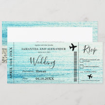 Moderne script strand vliegtuig instapkaart bruilo