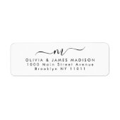 Moderne Script Swash Monogram Koppel Briefpapier Etiket (Voorkant)
