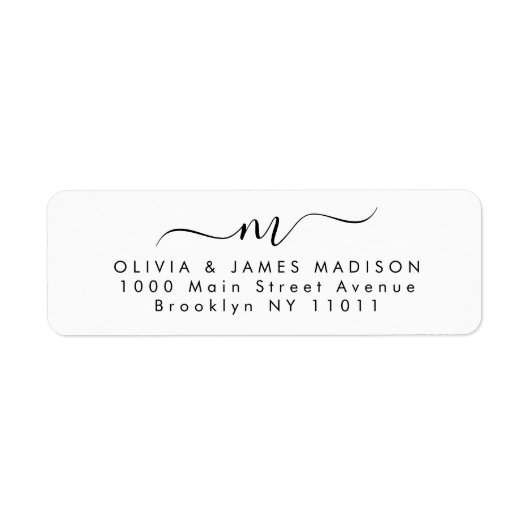 Moderne Script Swash Monogram Koppel Briefpapier Etiket (Voorkant)