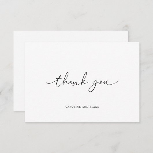 Moderne Script Swashes Black White - Hartelijk dan Bedankkaart (Voorkant / Achterkant)