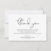 Moderne Script Sympathie Dank u begrafeniskaart Bedankkaart (Voorkant)