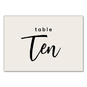 Moderne Script Table 10 Ten Off-White Wedding Kaart