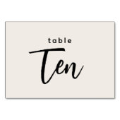 Moderne Script Table 10 Ten Off-White Wedding Kaart (Voorkant)