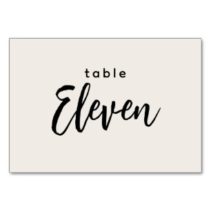 Moderne Script Table 11 Elf Off-White Wedding Kaart
