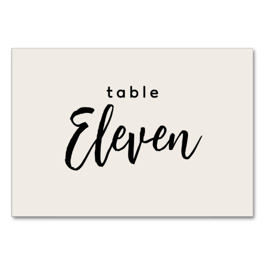 Moderne Script Table 11 Elf Off-White Wedding Kaart (Achterkant)