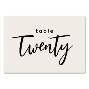 Moderne Script Table 20 Twenty Off-White Wedding Kaart