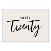 Moderne Script Table 20 Twenty Off-White Wedding Kaart (Achterkant)