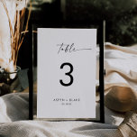 Moderne Script Table Number Kaart<br><div class="desc">Dit moderne aantal van de manuscriptlijst is perfect voor een minimalistische bruiloft. Het eenvoudige zwarte en witte ontwerp is voorzien van een unieke industriële lettertypografie met een moderne boho-stijl. in elke kleur. Houd het ontwerp minimaal en elegant, zoals het is, of personaliseer het door uw eigen grafiek en kunstwerk toe...</div>