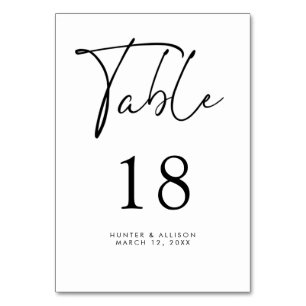 Moderne Script Table Number Kaart