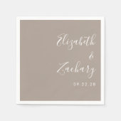 Moderne Script Taupe Bruiloft Servet (Voorkant)