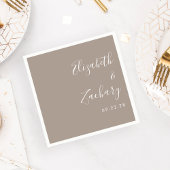 Moderne Script Taupe Bruiloft Servet