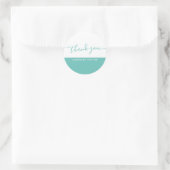 Moderne Script Teal & Wit Bedankt Ronde Sticker (Tas)