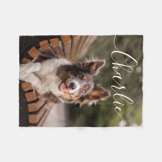 Moderne Script Tekst Aangepaste foto Fleece Deken (Voorkant (Horizontaal))