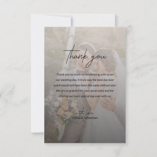 Moderne Script Tekst met Hart en Foto | Bruiloft Bedankkaart (Achterkant)