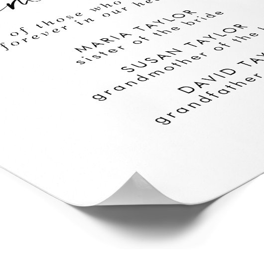 Moderne script ter liefdevolle herinnering Trouwhe Poster (Hoek)