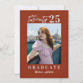 Moderne Script Terracotta Foto Graduation Party Kaart (Voorkant)