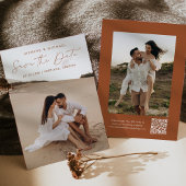 Moderne Script Terracotta QR Code 2 Foto Save The Date