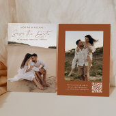 Moderne Script Terracotta QR Code 2 Foto Save The Date