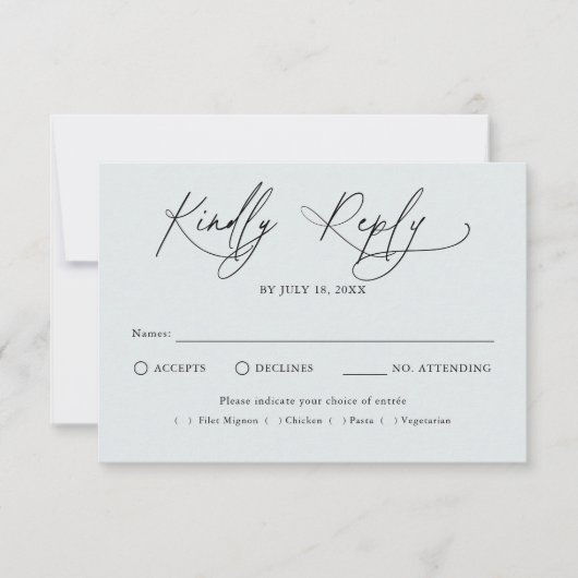 Moderne Script Traditioneel Huwelijks RSVP Kaartje (Voorkant)